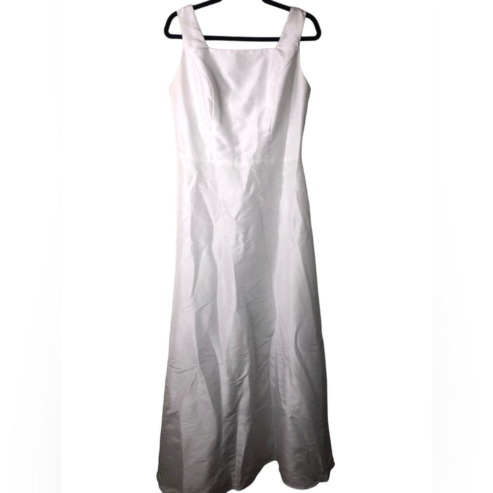 MacKenzie Michaels White Square Neckline Maxi Dress Size Medium